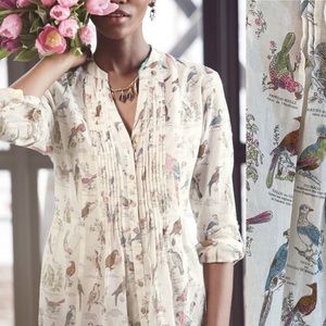 Anthropologie Maeve Bird Pintuck Blouse